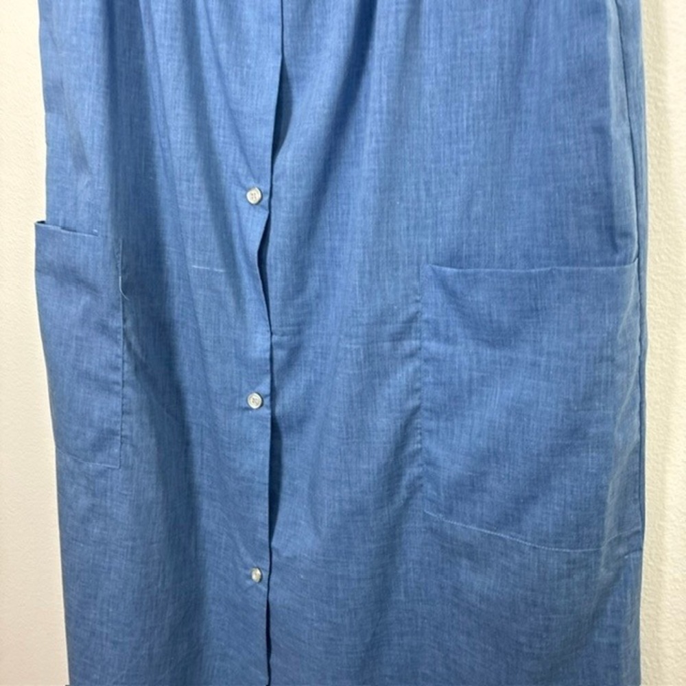 Vintage Ashley Taylor Chambray Sleeveless Nightgown Dress Women's S Cottagecore - Picture 5 of 6